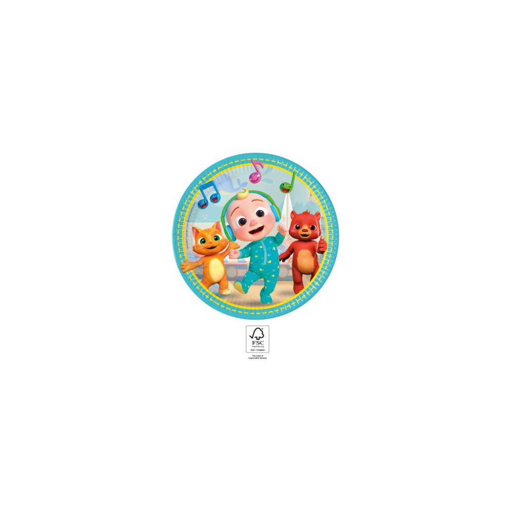 Cocomelon Music paper plate set of 8, 23 cm, FSC