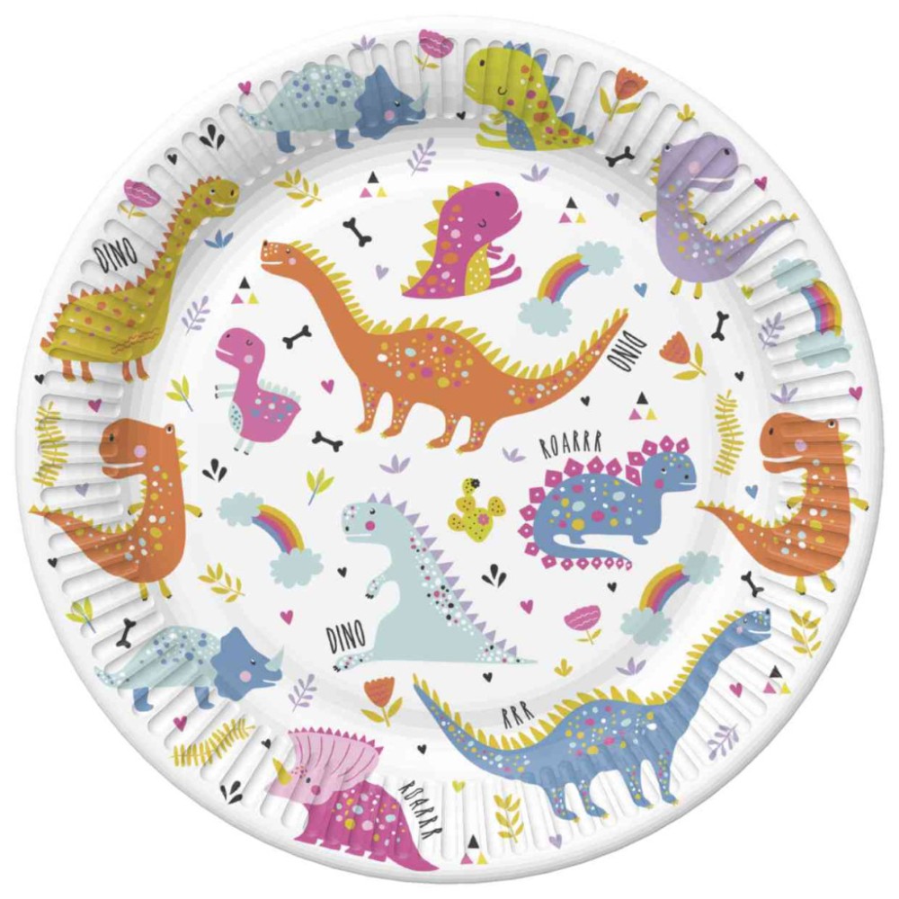 Dinosaur Funny paper plate 8 pcs 22.7 cm