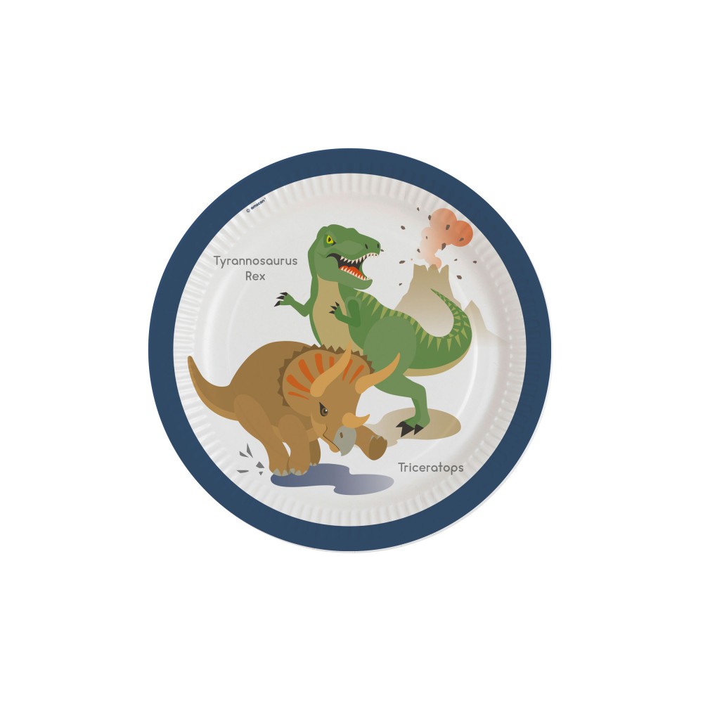 Dinosaur Happy paper plate 8 pcs 23 cm