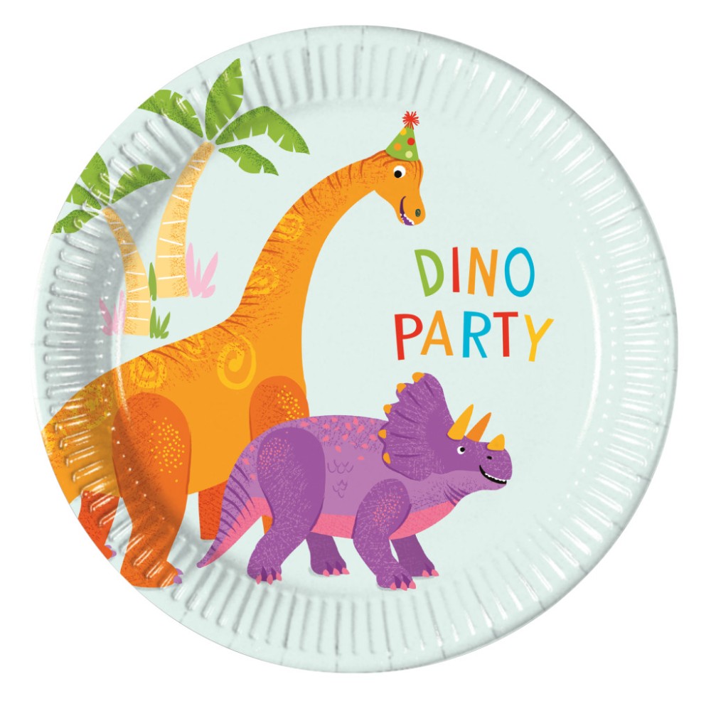 Dinosaur Party paper plate 8 pcs 20 cm FSC