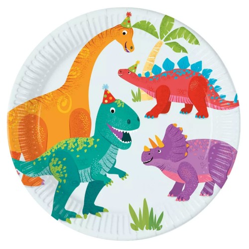 Dinosaur Party paper plate 8 pcs 23 cm FSC