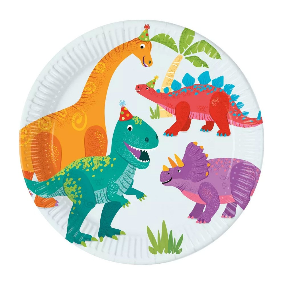 Dinosaur Party paper plate 8 pcs 23 cm FSC