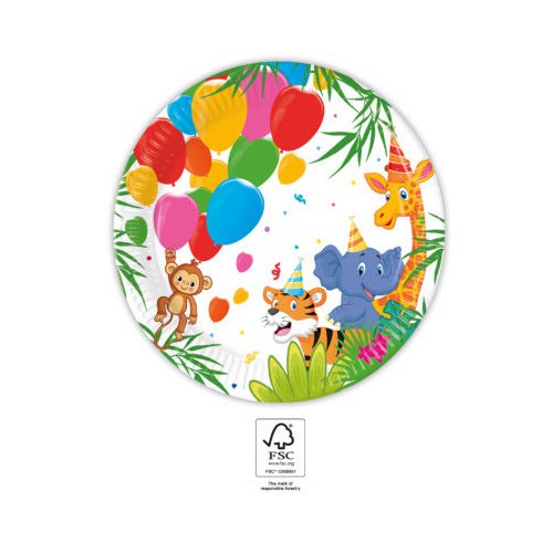 Jungle Balloons paper plate set of 8 20 cm FSC