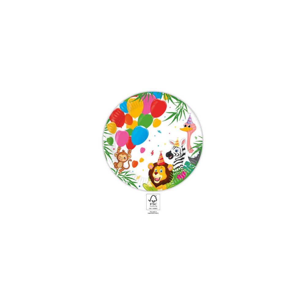 Jungle Balloons paper plate 8 pcs 23 cm FSC
