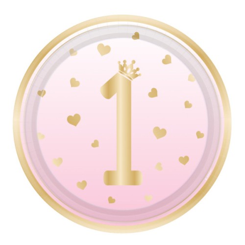 Happy Birthday Pink Ombre First Birthday Paper Plate Set of 8 - 23 cm