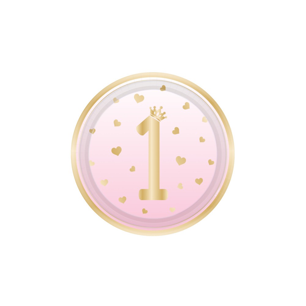 Happy Birthday Pink Ombre First Birthday Paper Plate Set of 8 - 23 cm