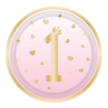 Happy Birthday Pink Ombre First Birthday Paper Plate Set of 8 - 23 cm