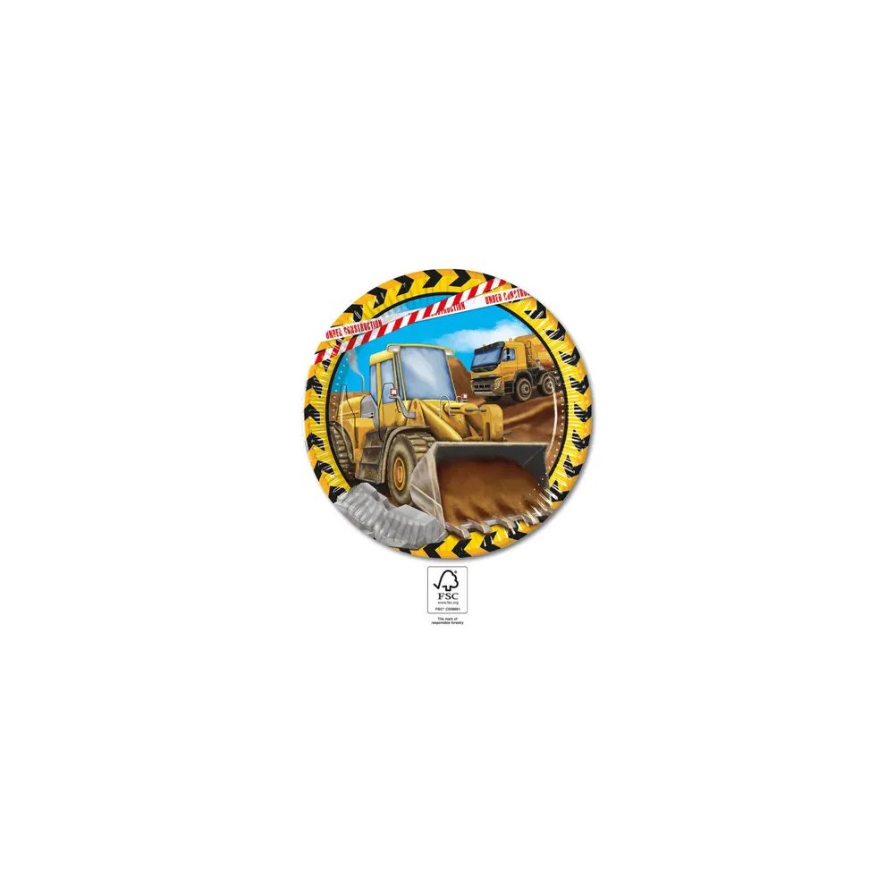 Construction Grabber paper plate 8 pcs 23 cm FSC