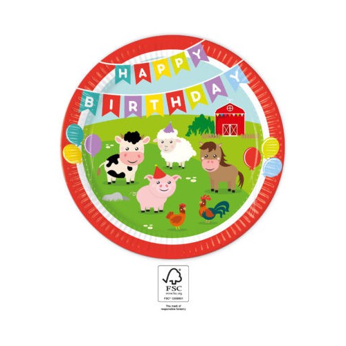 Farm  Party paper plate 8 pcs 23 cm FSC