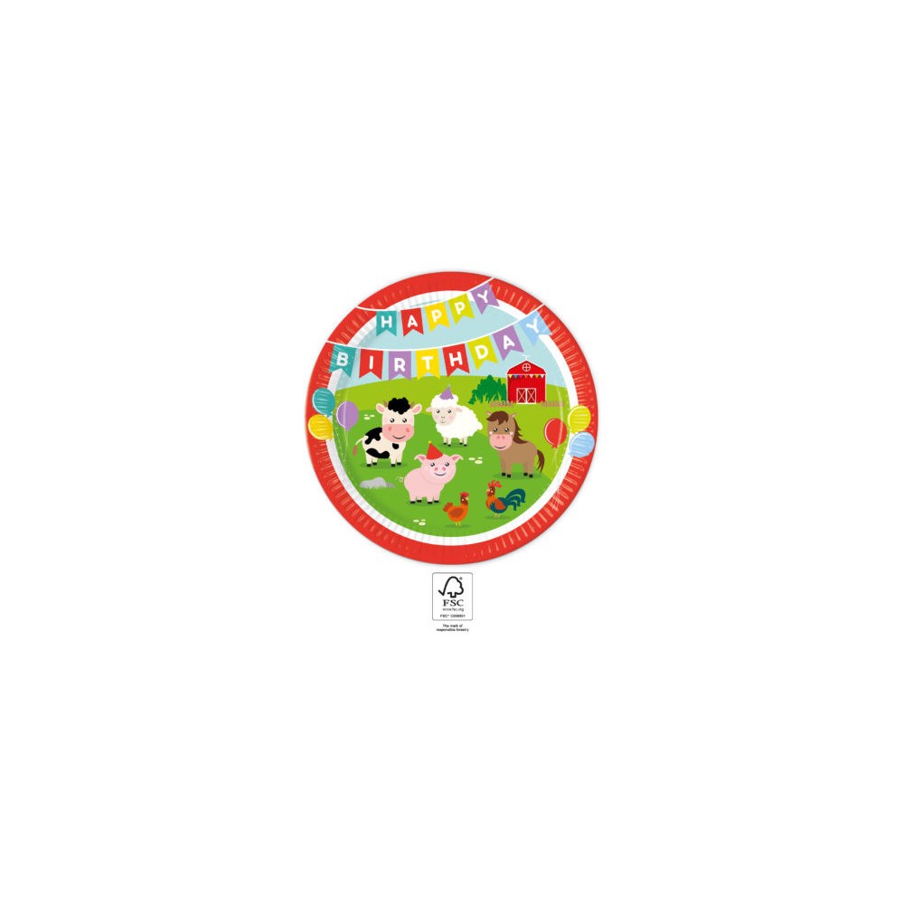 Farm  Party paper plate 8 pcs 23 cm FSC