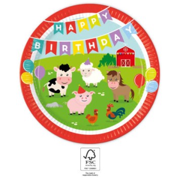 Farm  Party paper plate 8 pcs 23 cm FSC