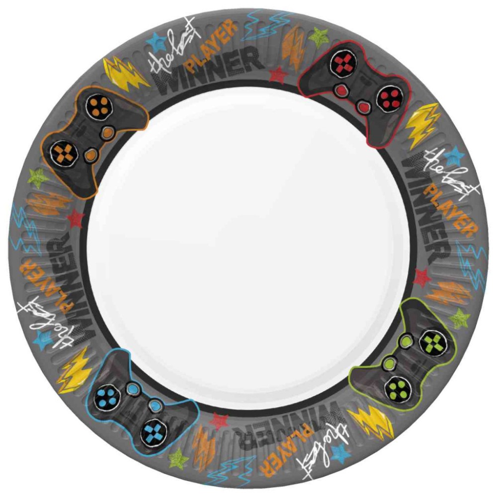 Gamer Joystick paper plate 8 pcs 18 cm