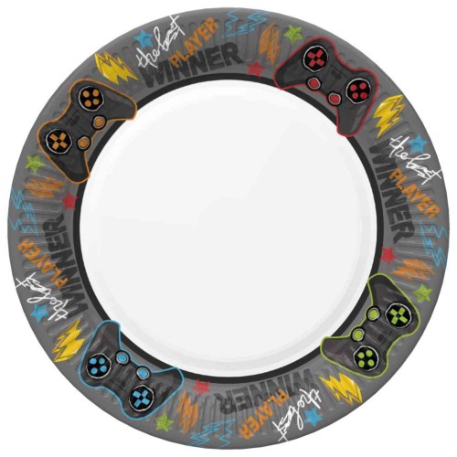 Gamer Joystick paper plate 8 pcs 22.7 cm