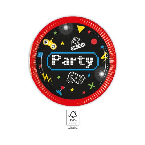 Gamer Gaming Party paper plate 8 pcs 20 cm FSC