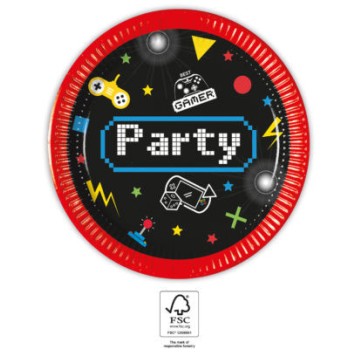 Gamer Gaming Party paper plate 8 pcs 20 cm FSC