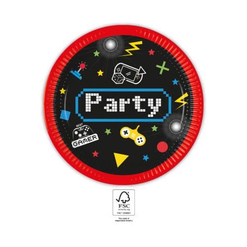 Gamer Gaming Party paper plate 8 pcs 23 cm FSC