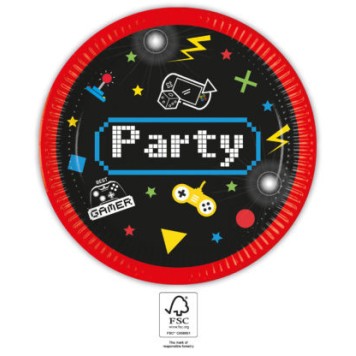 Gamer Gaming Party paper plate 8 pcs 23 cm FSC