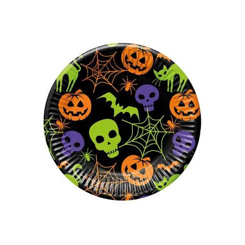Halloween Happy paper plate 8 pcs 23 cm FSC