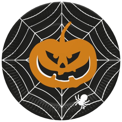 Halloween Scary Black paper plate set of 8, 22.7 cm