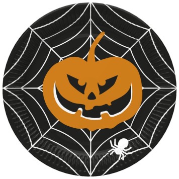 Halloween Scary Black paper plate set of 8, 22.7 cm