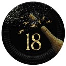 Happy Birthday Golden Champagne Happy Birthday 18 paper plate set of 8, 22.7 cm