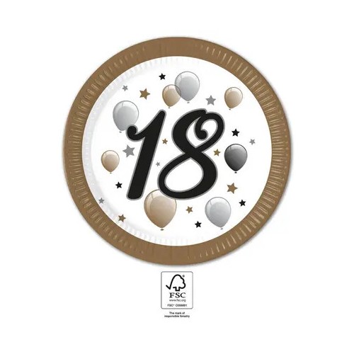 Happy Birthday Milestone Happy Birthday 18 paper plates 8 pcs 23 cm FSC