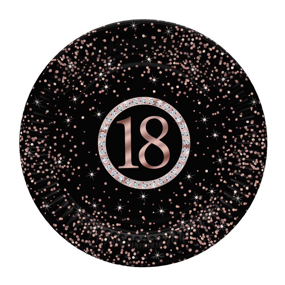 Happy Birthday Rose Gold Happy Birthday 18 Paper Plates 8 pcs 18 cm