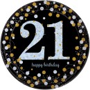 Happy Birthday Gold Happy Birthday 21 Paper Plate 8 pcs 23 cm