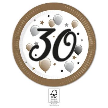 Happy Birthday Milestone Happy Birthday 30 Paper Plate 8 pcs 23 cm FSC