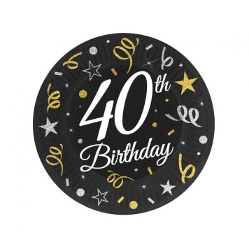 Happy Birthday B&C Happy Birthday 40 Paper Plates 6 pcs 18 cm