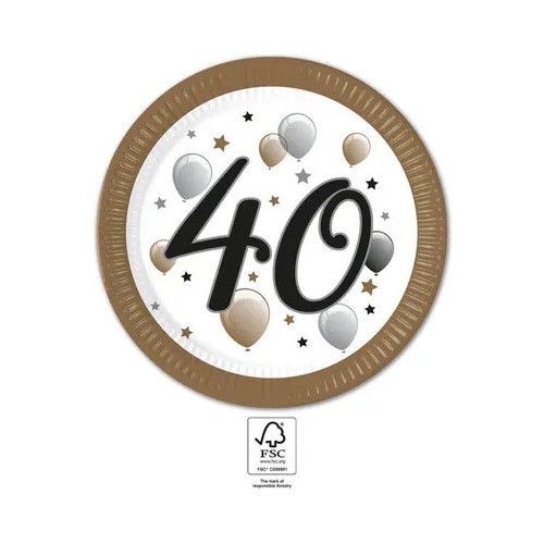 Happy Birthday Milestone Happy Birthday 40 Paper Plate 8 pcs 23 cm FSC