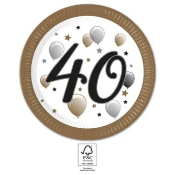Happy Birthday Milestone Happy Birthday 40 Paper Plate 8 pcs 23 cm FSC
