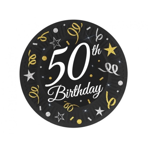 Happy Birthday B&C Happy Birthday 50 Paper Plates, Pack of 6, 18 cm