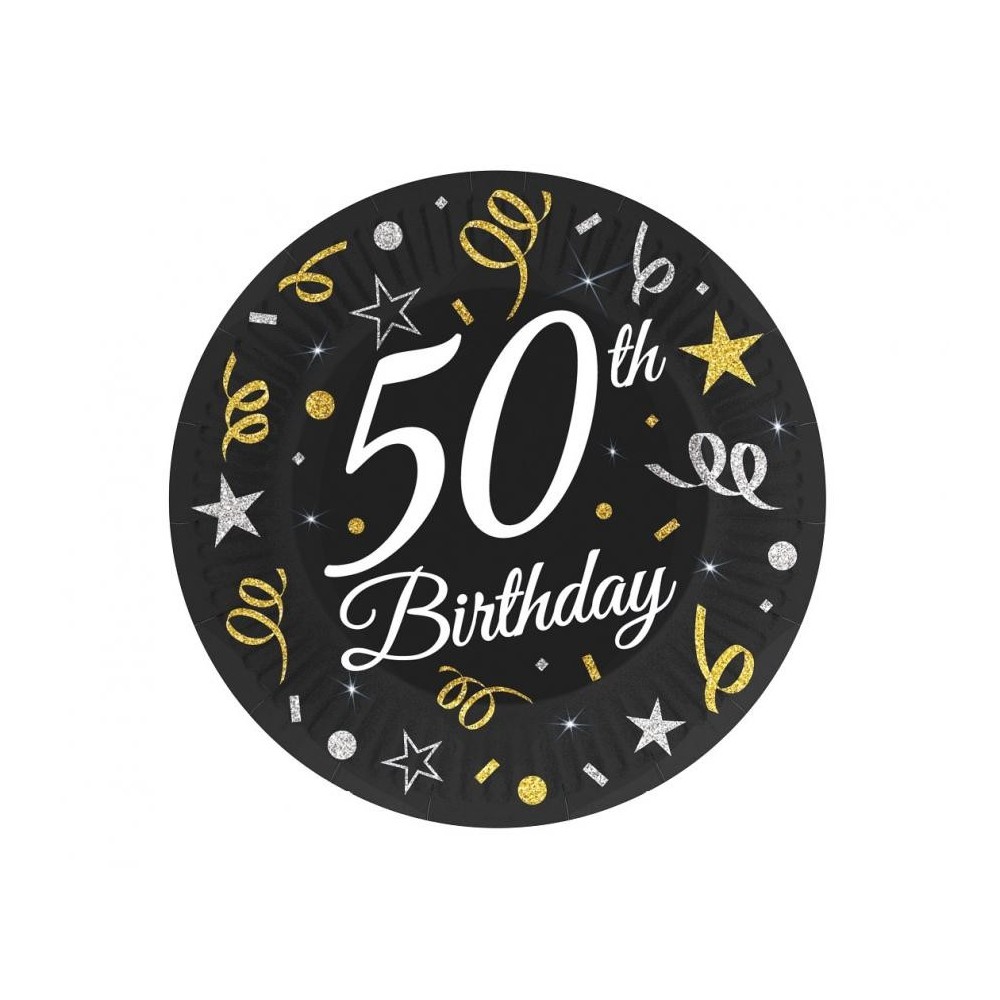 Happy Birthday B&C Happy Birthday 50 Paper Plates, Pack of 6, 18 cm
