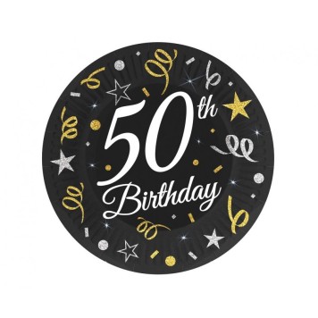 Happy Birthday B&C Happy Birthday 50 Paper Plates, Pack of 6, 18 cm