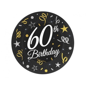 Happy Birthday B&C Happy Birthday 60 Paper Plates, 6 pcs, 18 cm