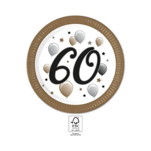 Happy Birthday Milestone Happy Birthday 60 Paper Plate 8 pcs 23 cm FSC