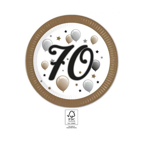 Happy Birthday Milestone Happy Birthday 70 Paper Plate 8 pcs 23 cm FSC