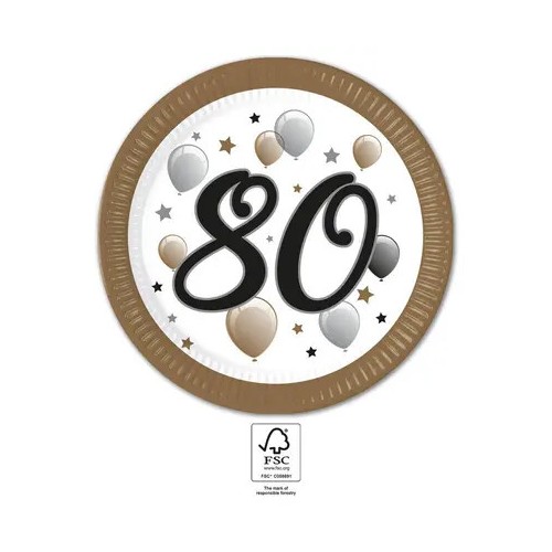 Happy Birthday Milestone Happy Birthday 80 Paper Plate Set of 8 23 cm FSC