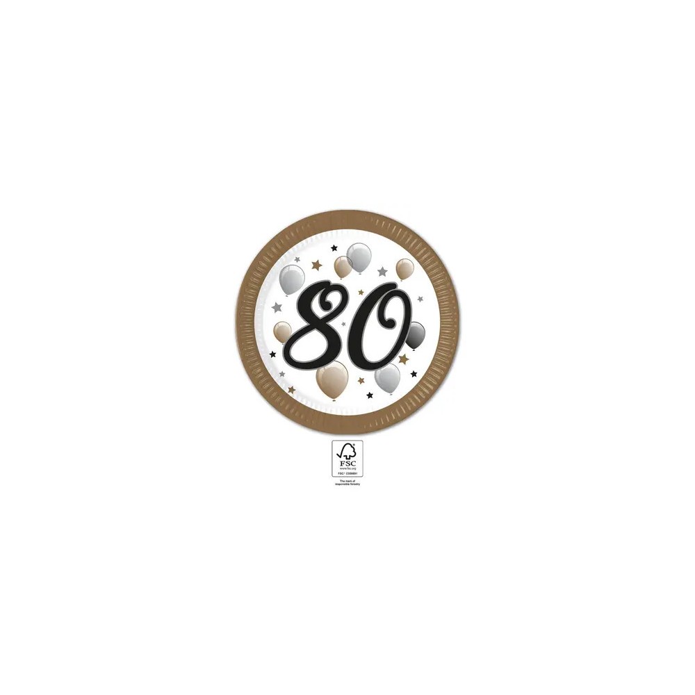 Happy Birthday Milestone Happy Birthday 80 Paper Plate Set of 8 23 cm FSC