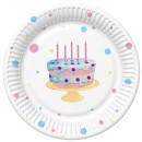 Happy Birthday Cake with Balloons Happy Birthday paper plate, 8 pcs, 18 cm