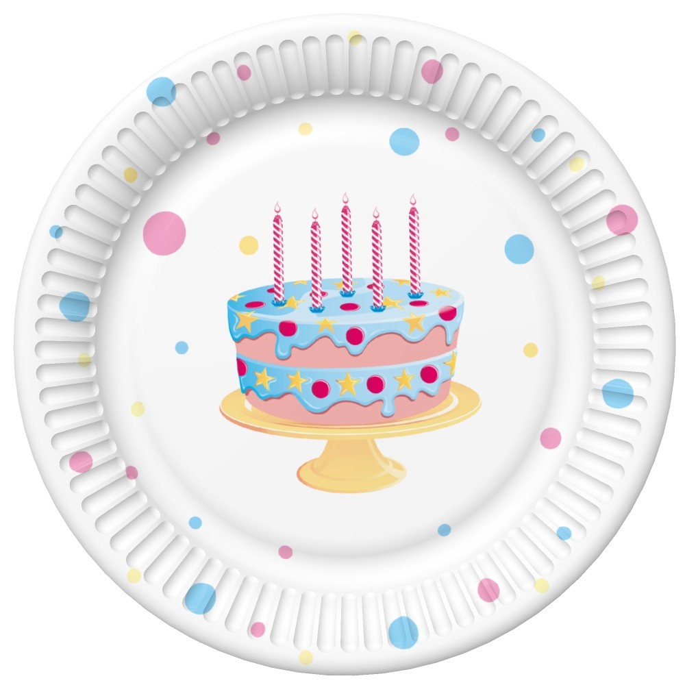 Happy Birthday Cake with Balloons Happy Birthday Paper Plate 8 pcs 22.7 cm