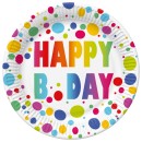 Happy Birthday Dots Happy Birthday paper plate set of 8 pcs 18 cm