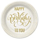 Happy Birthday Dotted Gold Happy Birthday paper plate 8 pcs 22.7 cm
