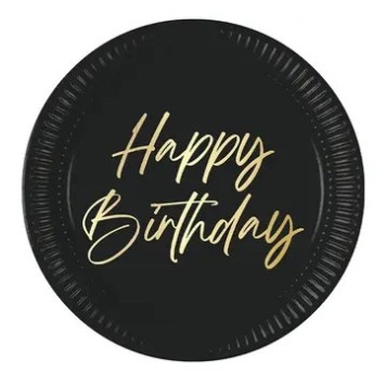 Happy Birthday Elegant Happy Birthday paper plate 8 pcs 23 cm FSC