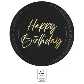 Happy Birthday Elegant Happy Birthday paper plate 8 pcs 23 cm FSC