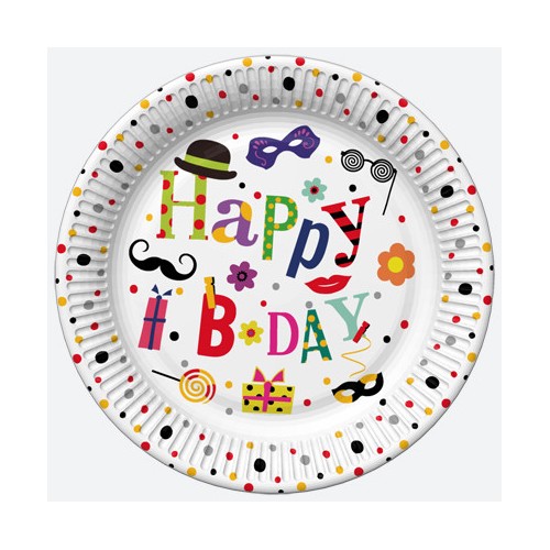Happy Birthday Funny Happy Birthday paper plate set of 8, 18 cm