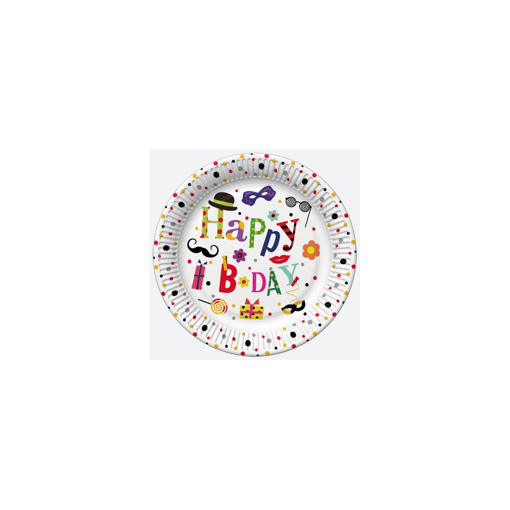 Happy Birthday Funny Happy Birthday paper plate, pack of 8, 22.7 cm