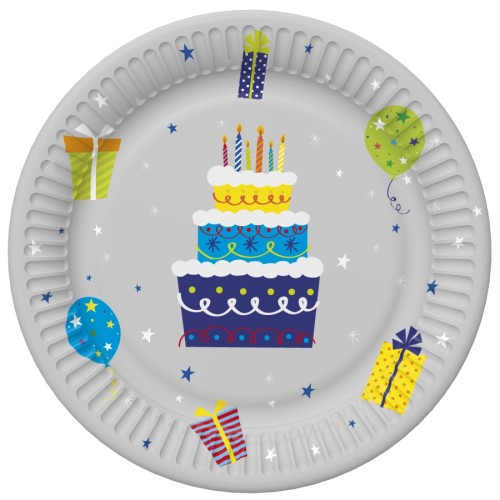 Happy Birthday Gifts and Garlands Happy Birthday paper plate 8 pcs 18 cm