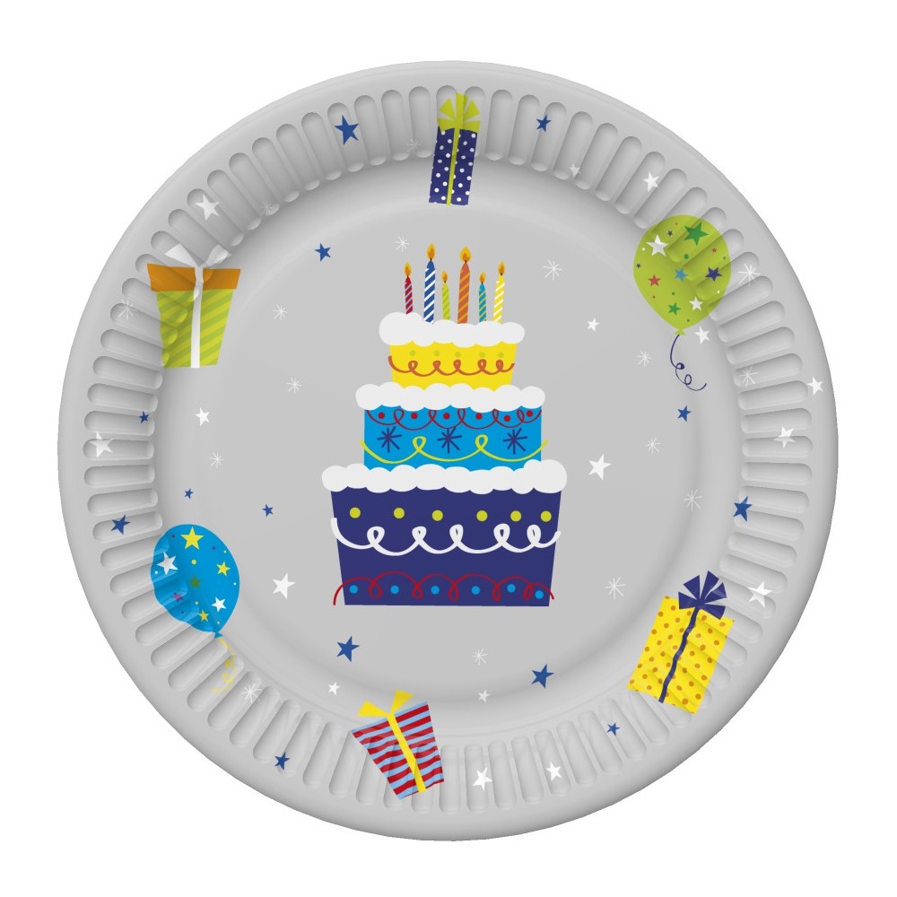 Happy Birthday Gifts and Garlands Happy Birthday paper plate 8 pcs 18 cm